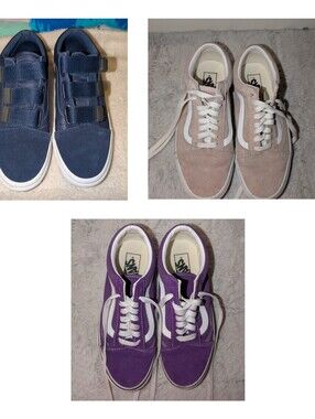 3 pairs Leather Vans Sneakers W8, M6.5